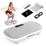 MERACH Vibrationsplatte Vibrationsplatte Trainingsgerät, Vibrationsplattform mit Bluetooth, 200 W, 10 Intensitätsstufen, für Ganzkörpertraining, Fettverbrennung, Muskelaufbau, bis 200 kg grau