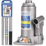 Alca alca® Wagenheber Unterstellheber inkl. Koffer hydraulischer Flaschenheber 5t Tragkraft Stempel-Wagenheber für SUV/PKW Hubhöhe: 197 bis 382 mm Tüv Zertifiziert