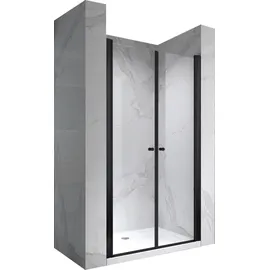 iflair i-flair Duschtür Pendeltür Nischentür Duschabtrennung aus durchsichtigem 6 mm Sicherheitsglas mit Schwarzen Profilen Breite: 100-104 cm - Höhe: 180 cm,