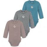 Normani Outdoor Sports 3er Pack Baby Merino Langarmbody „Tuai" in Blau/Grau/Rosa | Gr.: 68