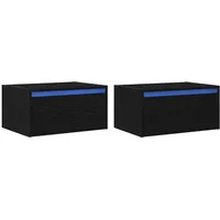 VidaXL Wand-Nachttische mit LED-Leuchten 2 Stk. Schwarz Eichen-Optik