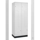 C+P Z-Spind Classic PLUS, Sockel, 4 Abteile, HxBxT 195x80x50cm, Zylinderschloss, Verkehrsweiß von PROREGAL