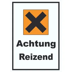 Schild Gefahrensymbol Reizend Kreuz hochkant A4 (210x297mm)