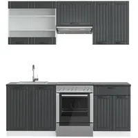 Vicco Küchenzeile Fame-Line 200 cm Anthrazit/Weiß