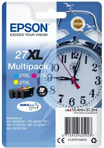 Epson Alarm clock Multipack 3-colour 27XL DURABrite Ultra Ink