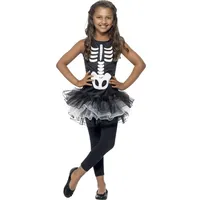 Smiffys Kostüm Skelett mit Ballettröckchen, Schwarz und Weiß, mit bedrucktem Ballettröckchenkleid