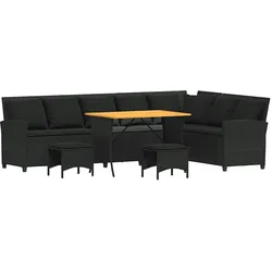 vidaXL 4tlg. Garten-Sofagarnitur mit Kissen L-Form Schwarz Poly Rattan
