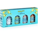 Malfy Gin Mini Tasting Set, Italian Gin Probierset mit Originale, Rosa, con Arancia & con Limone, Geschenk-Box mit vier Miniatur-Flaschen, 4 x 50ml