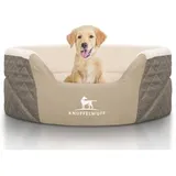 Knuffelwuff Orthopädisches Hundebett Lena mit hohem Schaumstoffrand Braun/ Beige - x 66cm