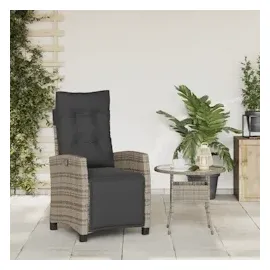 vidaXL Gartensessel mit Fußteil Verstellbar Grau Poly Rattan