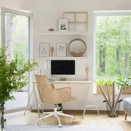 hjh living Homeoffice Stuhl gepolstert SOLAO LIFE W Schreibtischstuhl Drehstuhl höhenverstellbar, Stoffbezug Beige