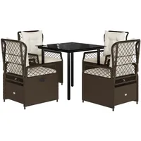 VidaXL 5-tlg. Garten-Essgruppe mit Kissen Braun Poly Rattan