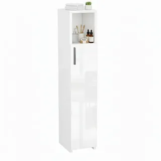 Badhochschrank Schmal Weiß Hochglanz 102x20x24cm Badregal Nischenschrank Schrank