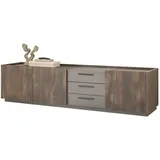 furn.design Tv-Lowboard, Eiche, Grau, Holzwerkstoff, Nachbildung,Eiche, 3 Fächer, 200x50x45 cm, Wohnzimmer, Wohnwände, Lowboards, Lowboards stehend