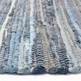 Homescapes FLICKENTEPPICH-LÄUFER aus Recycling-Denim 66/200 cm,
