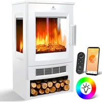 KESSER KESSER® Elektrokamin mit Heizung Panorama-Sichtfenster Heizlüfter 9 LED-Flammeneffekt Farbmodi Fernbedienung WiFi App 900/1800W Kaminfeuer elektrisch Elektro Kamin mit Thermostat Heizfunktion Timer