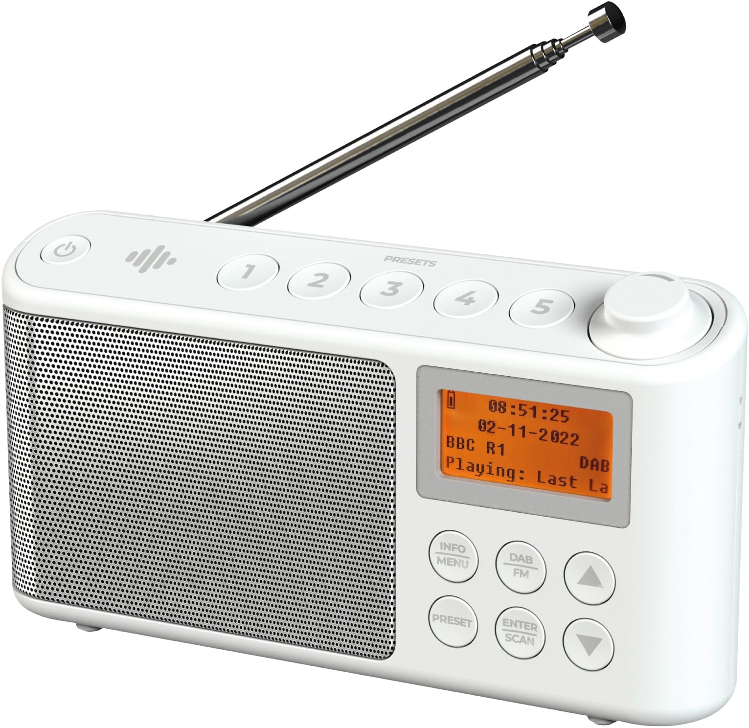 DAB/DAB Plus/FM Radio, Klein Digitalradio Tragbares Batteriebetrieben, Mini Radio Digital Akku & Netzbetrieb Kofferradio, USB-Ladekabel (Weiß)