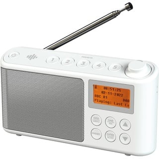 i-box DAB/DAB Plus/FM Radio, Klein Digitalradio Tragbares Batteriebetrieben, Mini Radio Digital Akku & Netzbetrieb Kofferradio, USB-Ladekabel (Weiß)