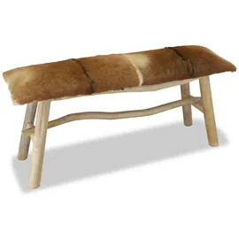 vidaXL Sitzbank Echtleder Teak