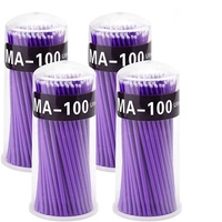 Surplex 400 Stück Wattestäbchen, Microbrush Microbürstchen Reinigungsstäbchen zur Minipinsel Wimpernverlängerung Zubehör, für Makeup(Lila)