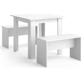 Vicco Tischgruppe Sitzgruppe Esszimmer Sentio Esstisch Sitzbank Weiß 80 cm