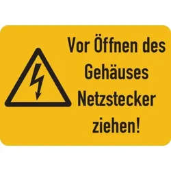 Warnschild, Netzstecker ziehen!, Folie - ISO 7010 - 105x74 mm Folie selbstklebend