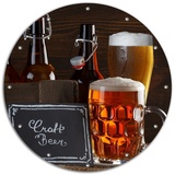 Wallario Sichtschutzzaunmatten Biervarianten - Pils im Glas Flaschenbier Schild Craft Beer, rund braun 90 cm x 90 cm