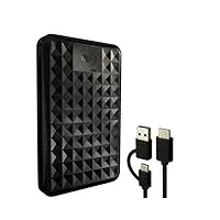 ModusTech Facet 500GB Externe Festplatte Tragbar USB-C/USB 3.1 5Gbps — Kompakte High Speed HDD für Backup, Datensicherung, Gaming, PC, Mac, Laptop, PS4, Xbox, Smart TV (Schwarz)