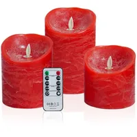 Rote Led-kerzen Mit Flackernder Flamme, Aus Echtem Wachs, Batteriebetrieben Mit Realistischer Flammenbewegung, Inklusive 2 Fernbedienungen Und Timer, Dekoratives Geschenk