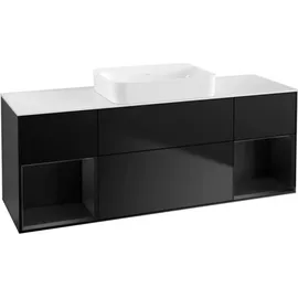 Villeroy & Boch Finion Waschtischunterschrank G741PDPD 160x60,3x50,1cm, Regale Black matt lacquer, Black matt