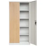 Jan Nowak Aktenschrank Metall Büroschrank abschließbar 90 cm JAN H 4 Böden Stahl (Kaltwalzstahl 0,6 mm Wandmontage möglich PZH-zertifiziert) Ordnerschrank 50 Ordner Schloss 2 Schlüssel robust 14 Farben braun