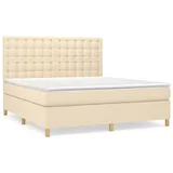 vidaXL Boxspringbett mit Matratze Creme 180x200 cm Stoff