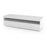 Dmora Fernsehschrank Dcaiced, Niedriges Sideboard für Wohnzimmer, Sockel für TV-Möbel, 100 % Italy, cm 130x45h36, weiß glänzend