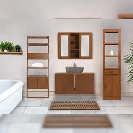 Mendler Teak-Regal HWC-M86, Badschrank Badregal Badezimmer, hochwertiges B-Grade-Teak (Kernholz, 20-30 Jahre), 180x40cm
