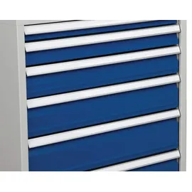 Bedrunka & Hirth Gerätebau GmbH Schubladenschrank Stahl H1019xB705xT736mm Lichtgrau/Signalblau 7 Schubladen Vollauszug