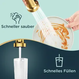 luxuskollektion FORIOUS Wasserhahn Küche mit Herunterziehen Brause Gebürstetes Gold