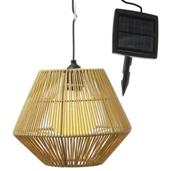 LED Solar Hängeleuchte Rattanoptik Korbgeflecht Solarleuchte natur