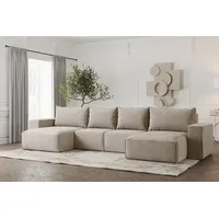 Fun Möbel Wohnlandschaft U-Form Sofa ESTELLE mit Schlaffunktion in