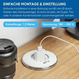Gtv Einbausteckdose 1,5 m Weiß 1 St.