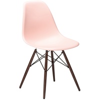 Vitra Stuhl Eames Plastic Side Chair DSW 83x46.5x55 cm zartrosé rosa, Gestell: Ahorn nussbaumfarbig, Designer Charles & Ray Eames