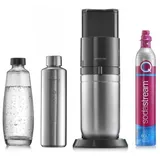 Sodastream Duo schwarz + PET-Flasche + Metallflasche + Zylinder