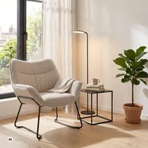 Mr. Deko Loungesessel Aliano 73 x 81 x 87 cm Beige mit gemütlicher Rückenlehne