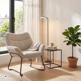 Mr. Deko Loungesessel Aliano 73 x 81 x 87 cm Beige mit gemütlicher Rückenlehne