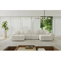 ALTDECOR Ecksofa in U-Form mit Schlaffunktion und Bettkasten ENIL-U 401x189x68 cm Cremeweiß - Corner Sofa Bett Eckcouch Couch L-Form Schlafcouch A... - Creme/Weiß
