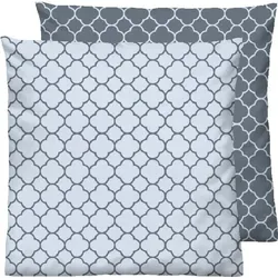 Kissenbezug BIBERNA "Mix & Match", blau (rauchblau, muster), B:40cm L:40cm, Mako-Satin, Obermaterial: 100% Baumwolle, Kissenbezüge, individuell kombinierbar