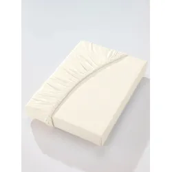 Betttuch BIBERNA Gr. 2, beige (ecru), B:140-160cm L:200cm, Jersey, 100% Baumwolle, Laken