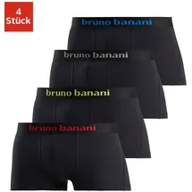bruno banani Hipster, (Packung, 4 St.), knapp sitzende Boxershorts mit Logo Webbund aus Baumwollmischung Bruno Banani schwarz