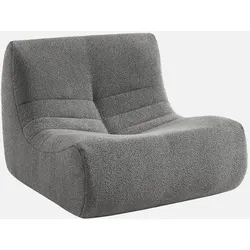 Grauer Sessel im zeitgenössischen Stil, Bezug aus strukturiertem Bouclé, 1 Sitzer - Sokol