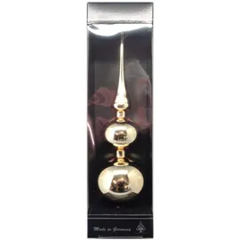 Thüringer Glasdesign - Doppelspitze 31 cm, mundgeblasene Baumspitze aus Glas, Glanz, Christbaumkugeln, Christbaumschmuck, Dekoration