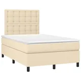 vidaXL Boxspringbett mit Matratze & LED Creme 120x190 cm Stoff